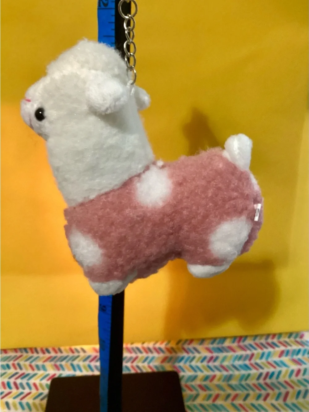 NWOT - Plush Alpaca Keychain - Pink and White